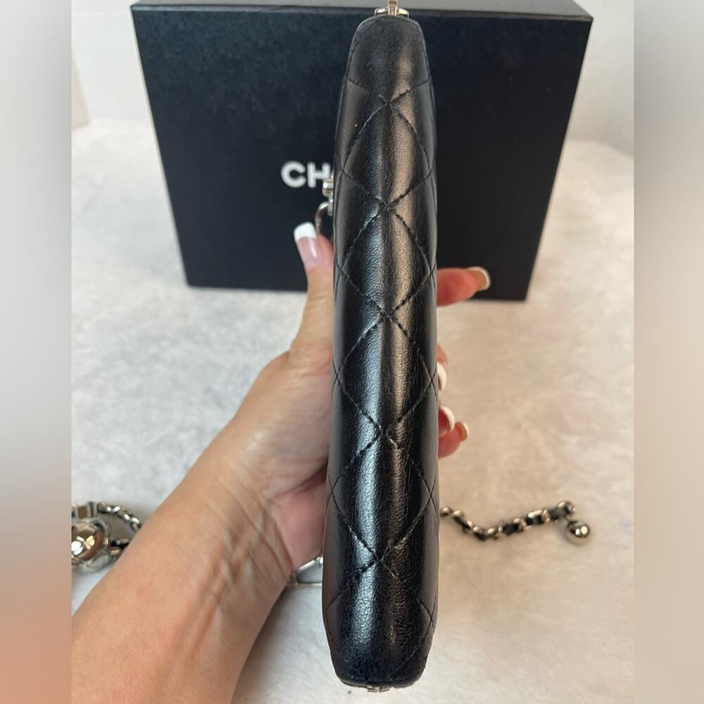 CHANEL CC QUILTED LAMBSKIN ZIP AROUND WALLET ON A CHAIN. Box & COA Included - Picture 9 of 16
